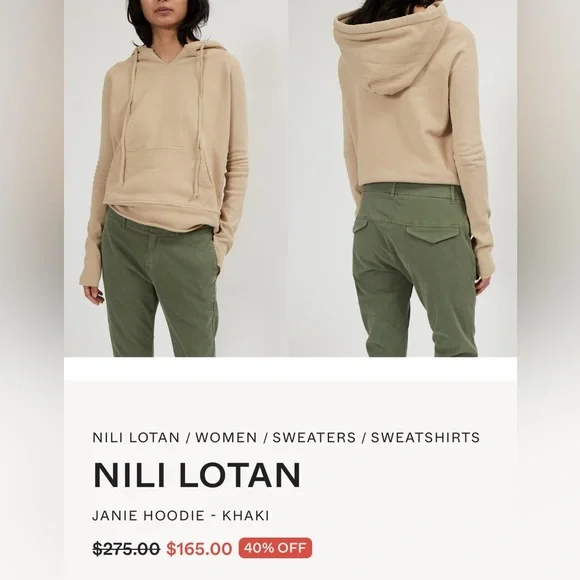 Nili Lotan Janie Hoodie in Khaki, New, $275 MSRP - Picture 8 of 8